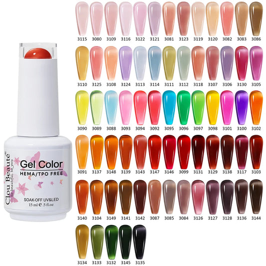 Clou Beaute Halvtransparent Jelly Color UV-gel för manikyr 15 ml