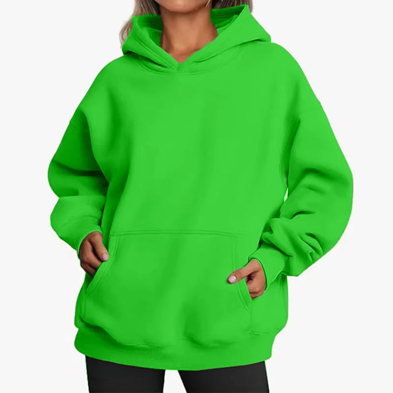 Unisex Oversized Fleece Hoodie – Varm Casual Pullover Plus Size Höst/Vinter, 17 Färger XL–5XL