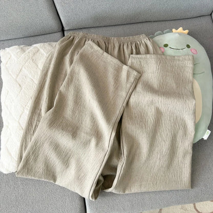 High Quality Khaki with Embroidered Dogs Couples Homewear Women's Pajamas Set Cute Casual Short-Sleeve 3 Piece Men Pajamas Set