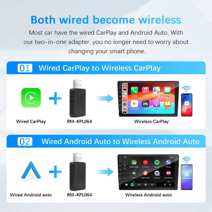 2026 Anyfar 2 in 1 Wireless CarPlay Adapter&Android Auto Wireless Adapter 5Ghz WiFi USB Plug Play CarPlay Wireless