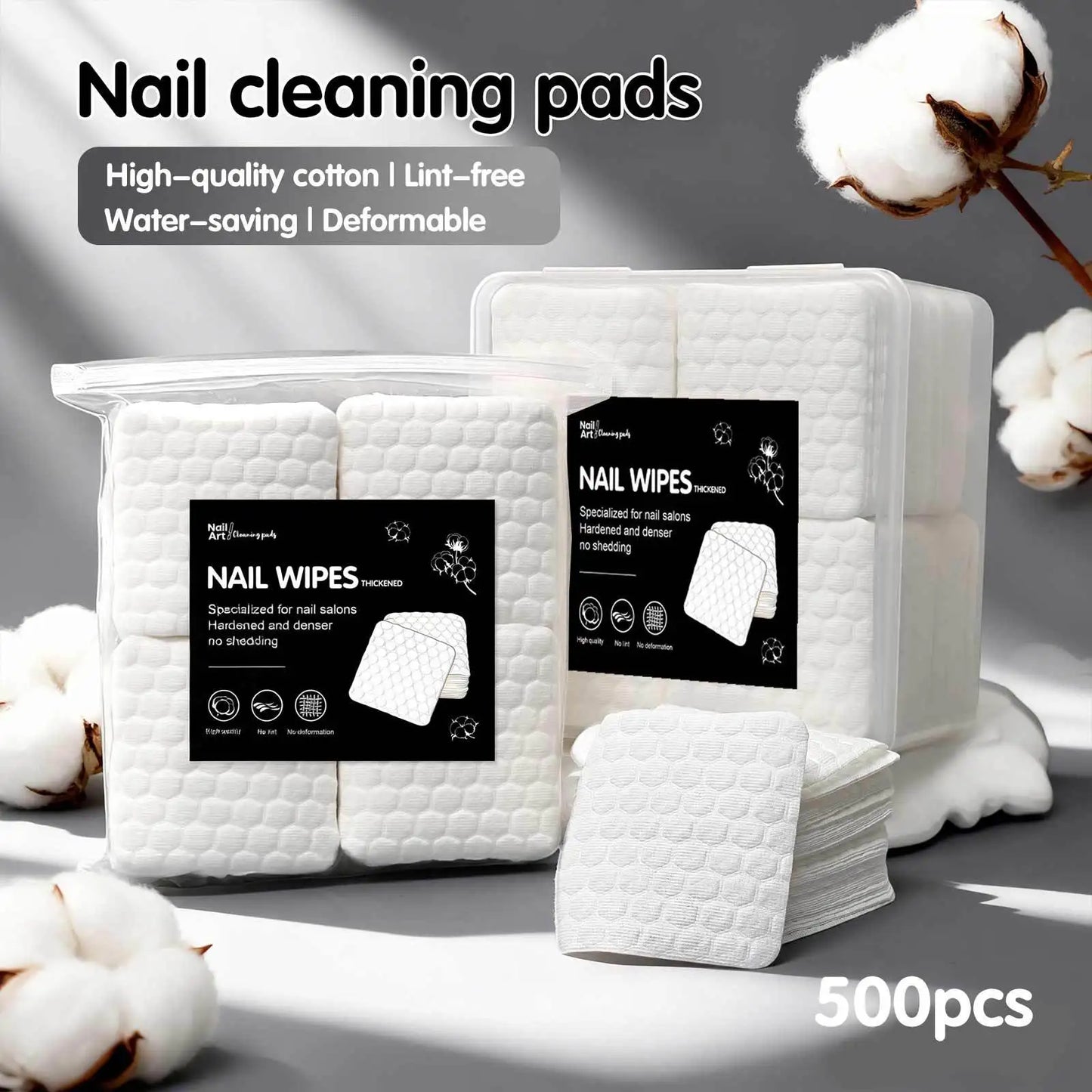 200/500Pcs/pack/box Solid Durable Nail Tools Manicure Gel Nail Polish Remover Pads Lint-Free Wipes Napkins Wraps