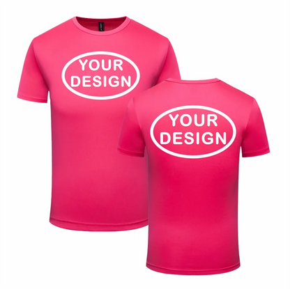 Eget tryck fram & bak, snabbtorkande t-shirt med logotyp, text eller foto – reklamkläder