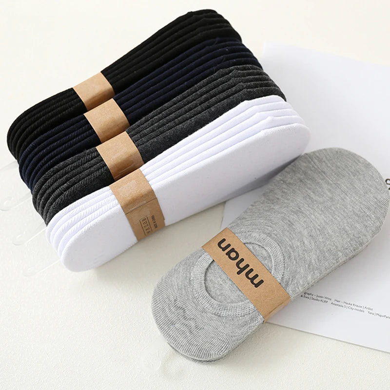 5 Pairs Women's Socks Soft Cotton Breathable Ankle Short Socks Spring Summer Solid Color White Black Anti-slip Boat Sock For Men