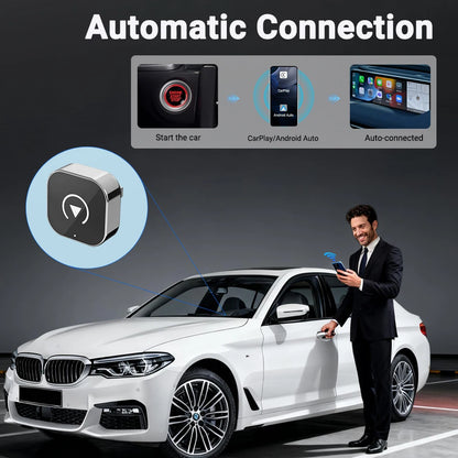 XUDA 2-i-1 Trådlös CarPlay och Android Auto-adapter – 5,8GHz WiFi, Plug & Play och OTA-uppdateringar