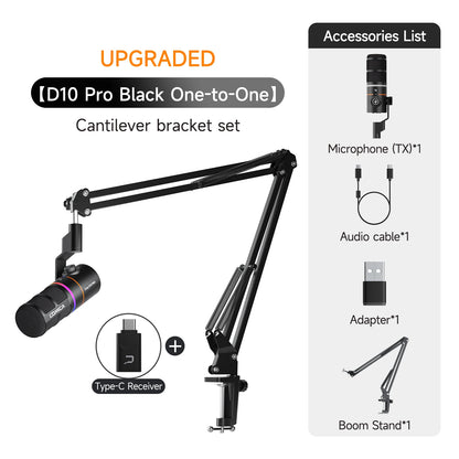 COMICA D10 PRO RGB Cardioid USB/XLR Dynamic Wireless Microphone Gaming Mic Voice Noise Reduction for Streaming Interview Podcast