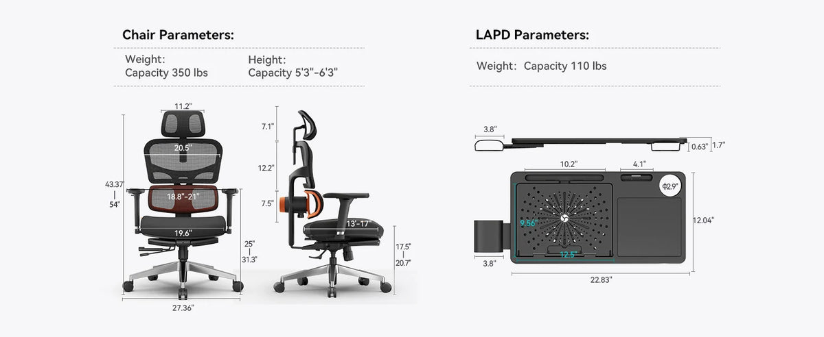 NEWTRAL Ergonomic Chair with Desktop,Adaptive Lower Back,Footrest 4 Recline Angle Adjustable Backrest Armrest Headrest,NT002 BLACK