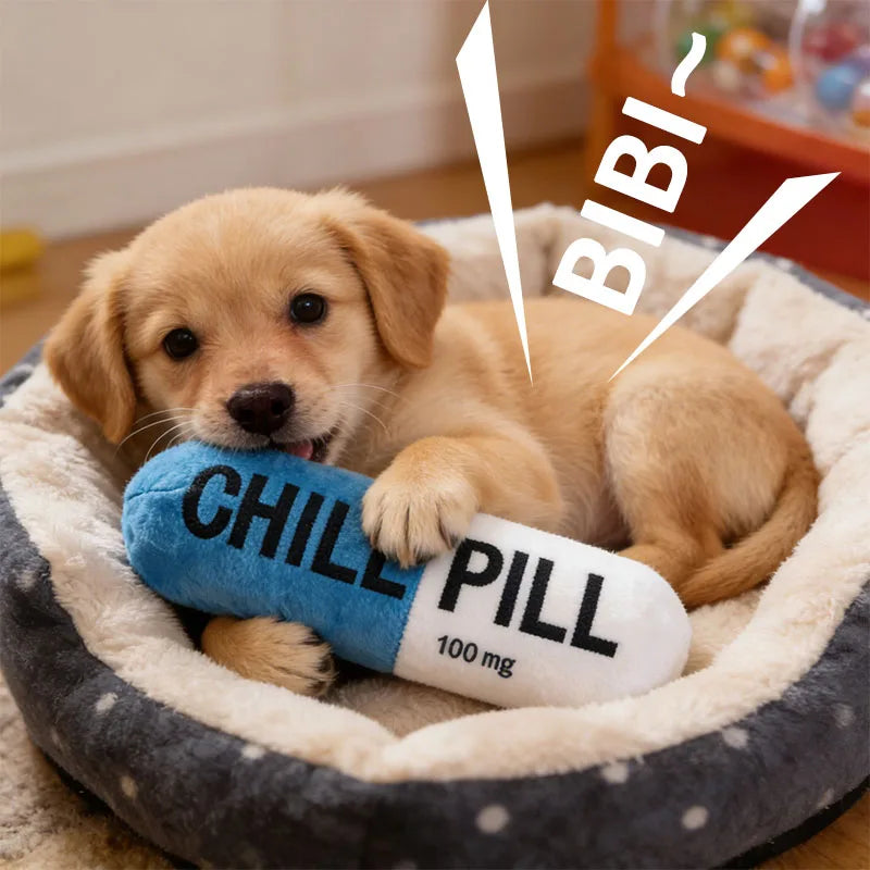 Pet Pill Indestructible Plush Capsule Dog Play Toy With Squeaker Safe Dog Tough Puppy Supplie Toys Resistant Dogs Tooth Chew Toy