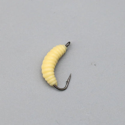 Rubber Maggots Fishing Bait Set with Hooks - Versatile Grub Lures for Bass,Trout,Crappie,Bluegill,Ideal for Freshwater Fishing