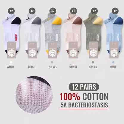 MiiOW Herr Ankelstrumpor 100% Bomull – 6- eller 12-pack, Deodorant, Antibakteriell, Hälskydd