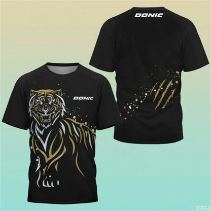 New Hot 3D Printing Boutique Table Tennis Shirt Training T-shirt Sweat Absorption Comfortable Top Badminton Sport Round Neck O N