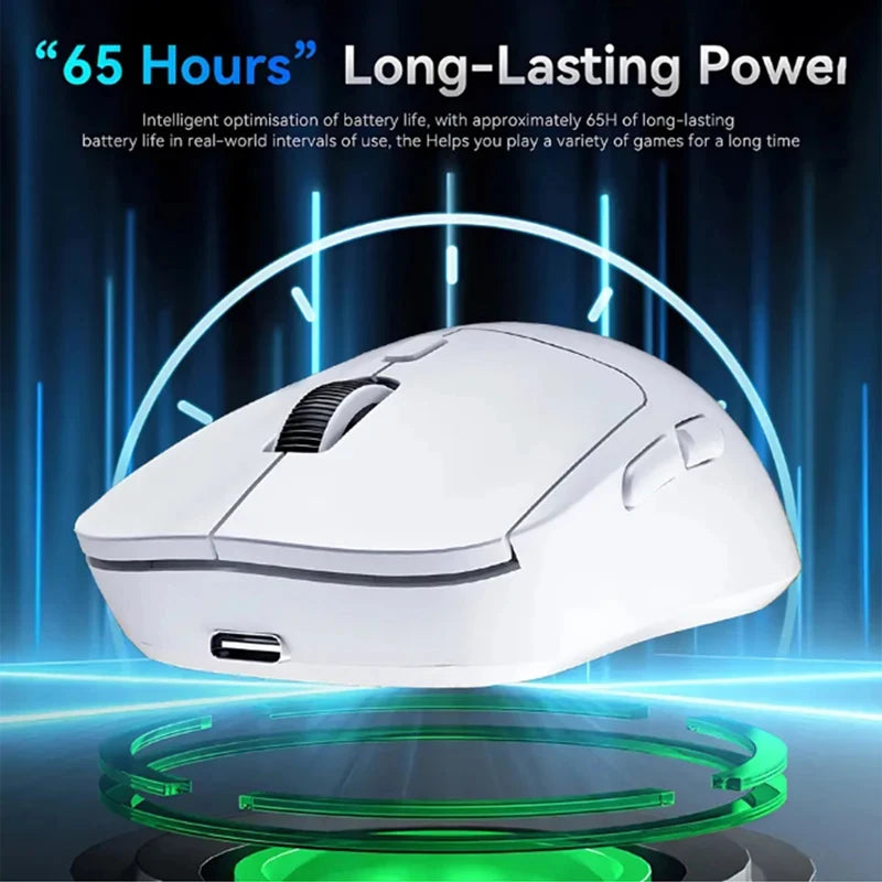Trådlös Ergonomisk Mus 3-läges Bluetooth + 2,4G USB – Tyst 6 Knappar 1800 DPI Laddningsbar Kontor Gaming, Vit/Röd/Svart