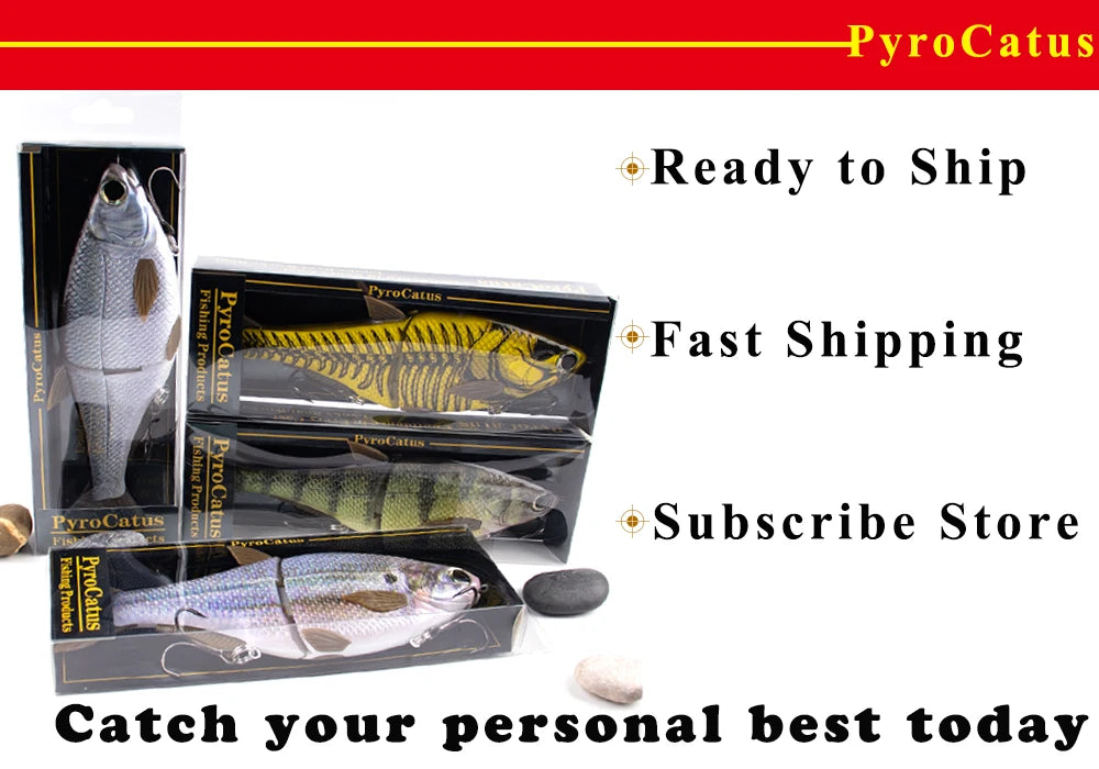 PyroCatus Big Game Glide Shad Baits 23cm/140g Sinking Hard Body Baits Soft Tail Fishing Lures Jointed Swimbait Tackle