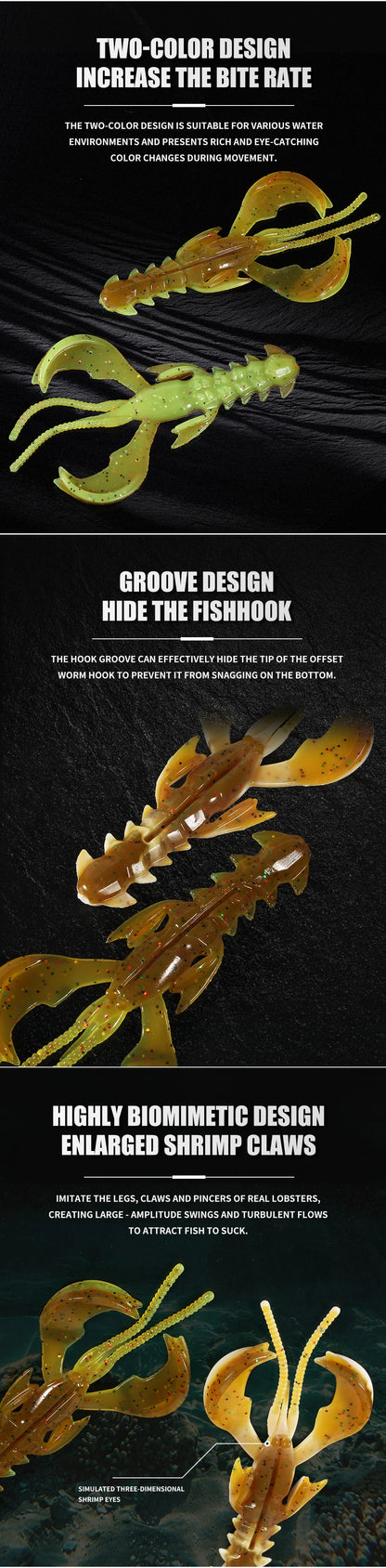 Supercontinent Crazy Lures 65mm/10pcs 40mm/20pcs Soft Lure Fishing Lures Shrimp Lobster Soft Plastic Lure Fishing Lures