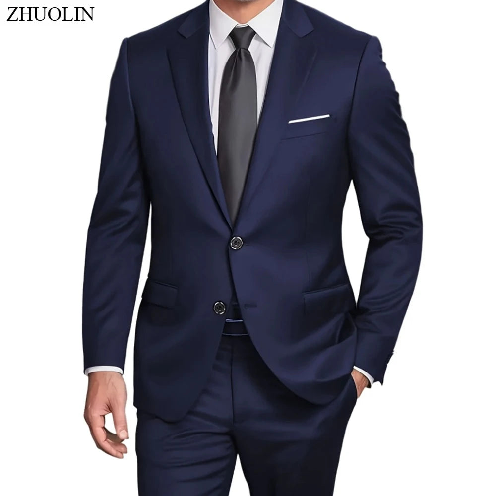 High Quality Men Suits For Wedding 2 Pieces 3 Sets Blazers Stretch Elegant Formal Jackets Vest Pants Full 2025 Tailored Costume