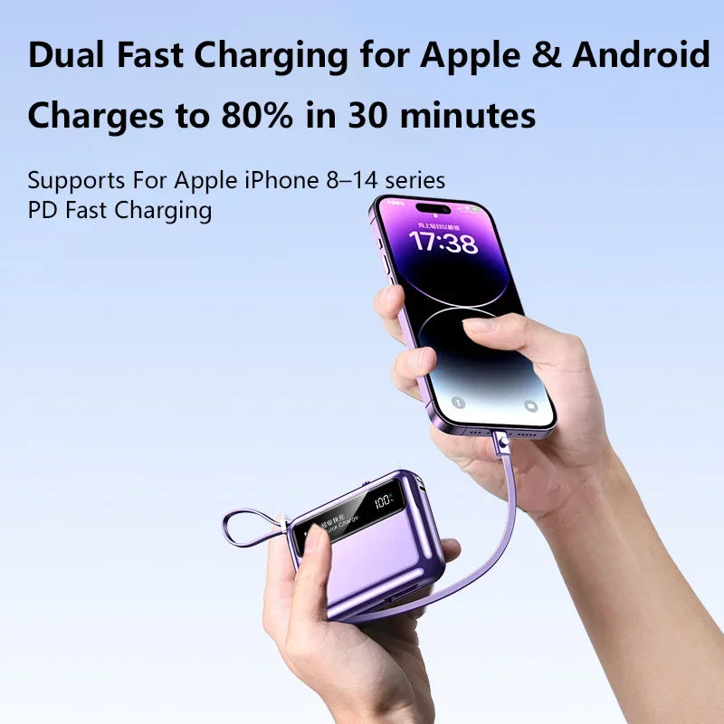 50000mAh Power Bank Comes with data cables Portable Auxiliary Spare External Battery Pack Charger For iPhone Android