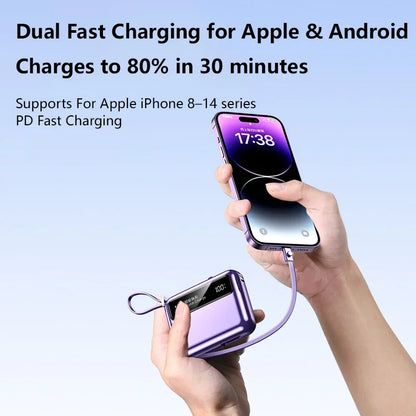 50000mAh Power Bank Comes with data cables Portable Auxiliary Spare External Battery Pack Charger For iPhone Android