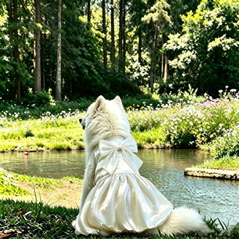 Large Dog Wedding Dress Female Dog Clothes Border Collie Husky Labrador Golden Retriever Big Dog Clothing Party Pet Apparel