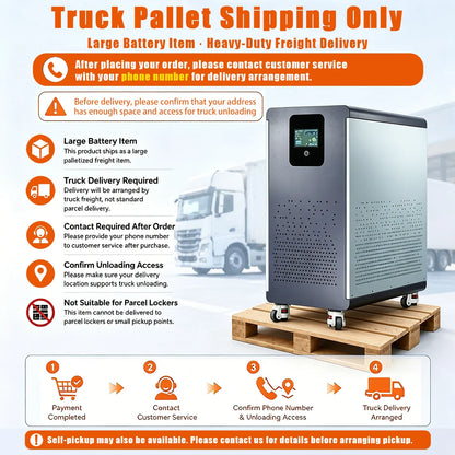 NIELFTOR LiFePO4 Energilagringsbatteri 51,2V – 10/16/32/45kWh, BMS 16S 300A, WiFi+Bluetooth+CAN/RS485+LCD, Hjul, 10års Garanti, Off-Grid/Sol/Husbil, EU-lager (Polen)
