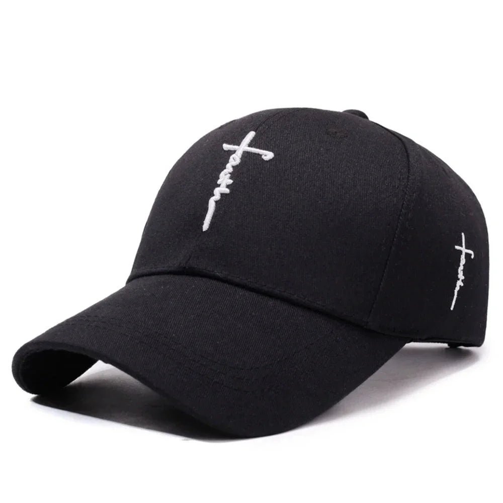 Casual Baseball Cap with English Cross Embroidery Adjustable Hat for Men Women Teens