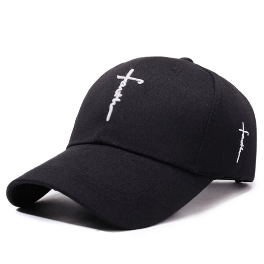 Casual Baseball Cap with English Cross Embroidery Adjustable Hat for Men Women Teens