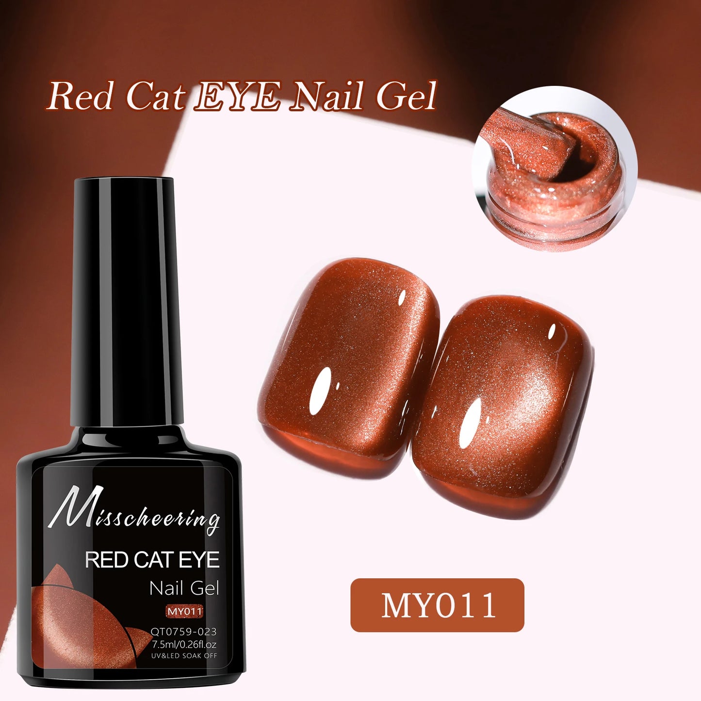 Red Cat Eye Gel Nail Polish Magnetic Glitter Holographic Red Ruby Christmas Polish Reflective Jelly Translucent UV Gel Manicure