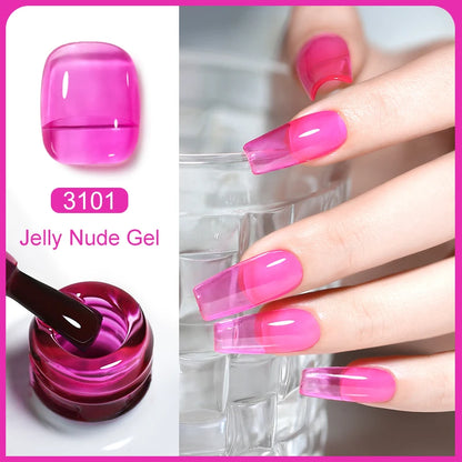 Clou Beaute Transparent French Gel Polish Translucent Nude Pink Red Jelly Glass Milky White Varnish Rainbow Color Nail Art