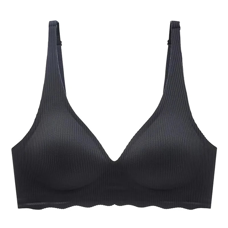 Dam Sömlös Randig BH – Push-up Trådlös Samlande Liten Byst Urhålad Design, 5 Färger S–XL
