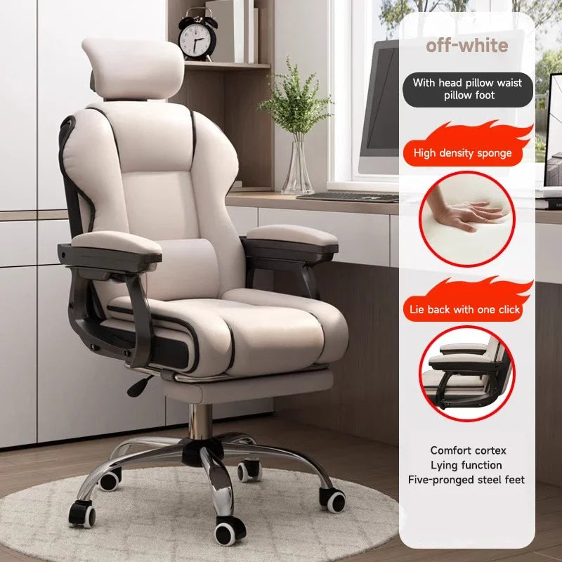 Ergonomic Executive Computer Chair High Back Adjustable Height PU Leather Tilt Lock Recliner Office Chair with Thickened Seat