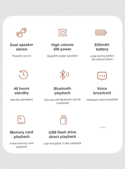 Lenovo Bluetooth 5.4 Portable Wireless Speakers TF USB FM Dual Speaker Stereo Playback Voice Broadcasting Subwoofer Speaker