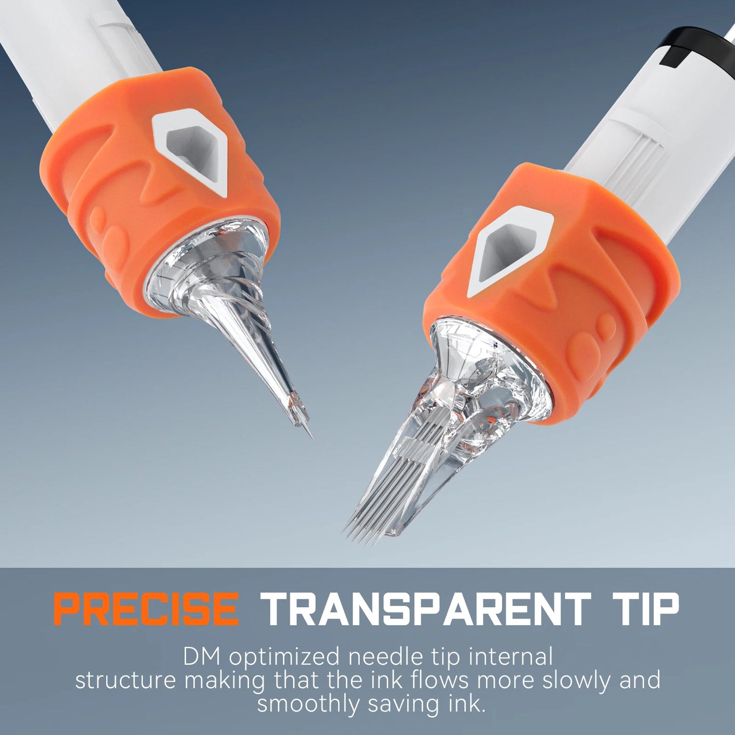 DM 20PCS Orange Cartridge Tattoo Needles RL RS RM M1 Disposable Sterilized Safety Tattoo Needle for Cartridge Machines Grips