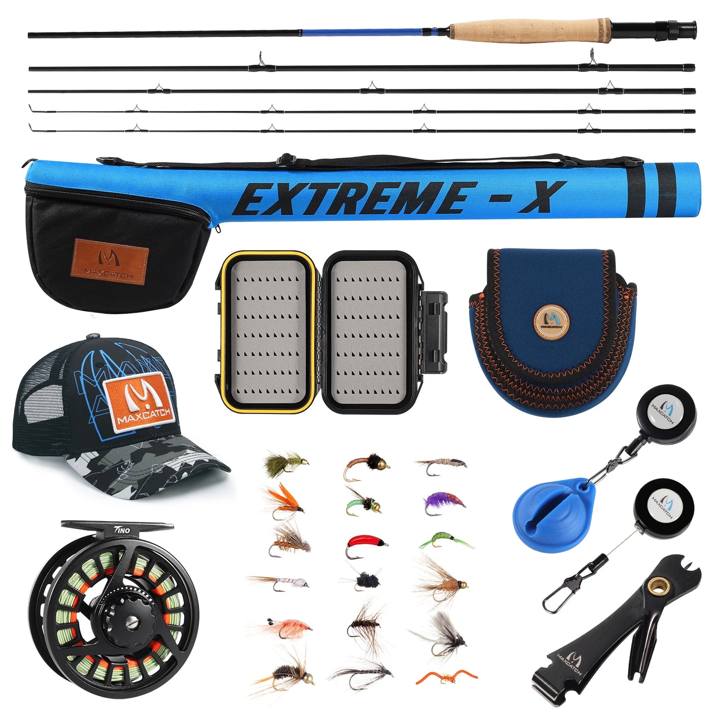 Maxcatch Extreme-X Fly Fishing Rod and Reel Kit 3-8WT Complete Starter Outfit with Extra Tip Section Fishing Gear Accessory