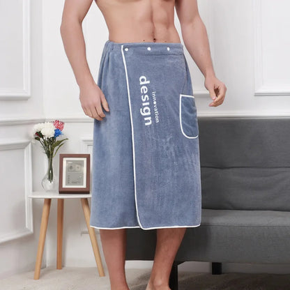 Men'S Coral Fleece Bath Skirt Is Anti-Empty And Can Wear Bath Towels For Soft And Absorbent Swimming And Bathing Bathrobe