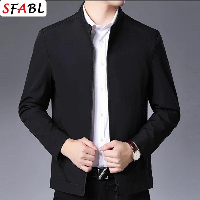 Herr Blazer med Dragkedja – Business Casual Kavaj för Kontor, Vår & Höst, 7 Färger