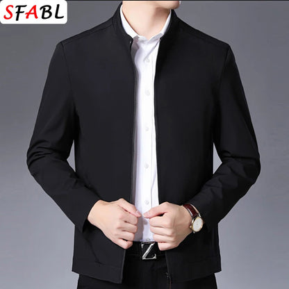 Herr Blazer med Dragkedja – Business Casual Kavaj för Kontor, Vår & Höst, 7 Färger