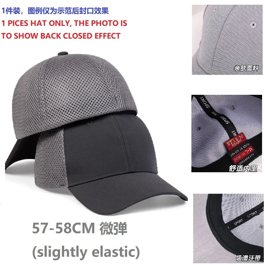 Adult Back Closed Baseball Cap for Small Head Lady Man Blank Hiphop Snapback Hat Fitted Flat Caps 58cm to 60cm