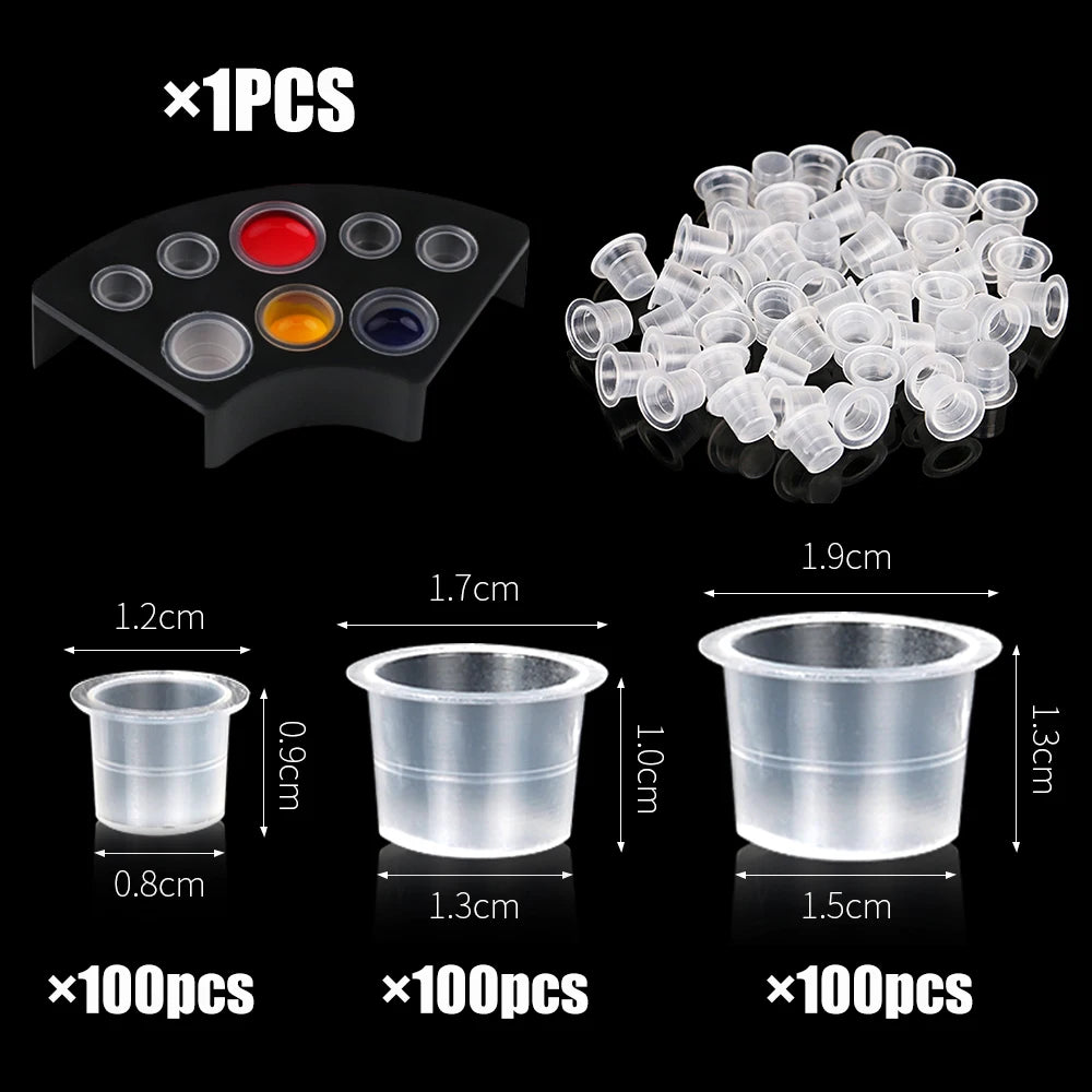 300pcs Tattoo Ink Caps with Cup Holders Set Small Medium Large Ink Cups And Cup Holder for Ink Container by ArtSuppliesPro