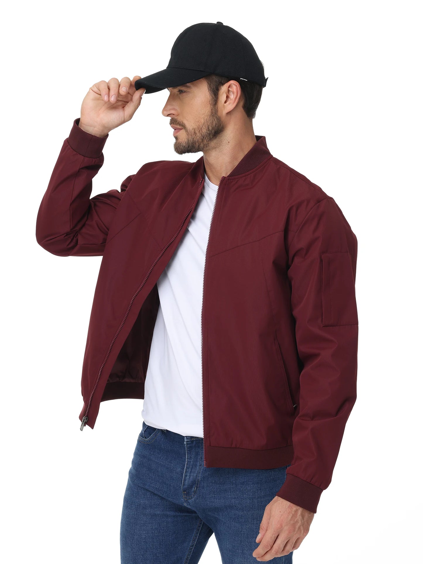 Men's Lightweight Windbreaker Jacket Causal Fashion Stylish BaseBall Coat with Side Inner Pocket for Work Golf Fishing