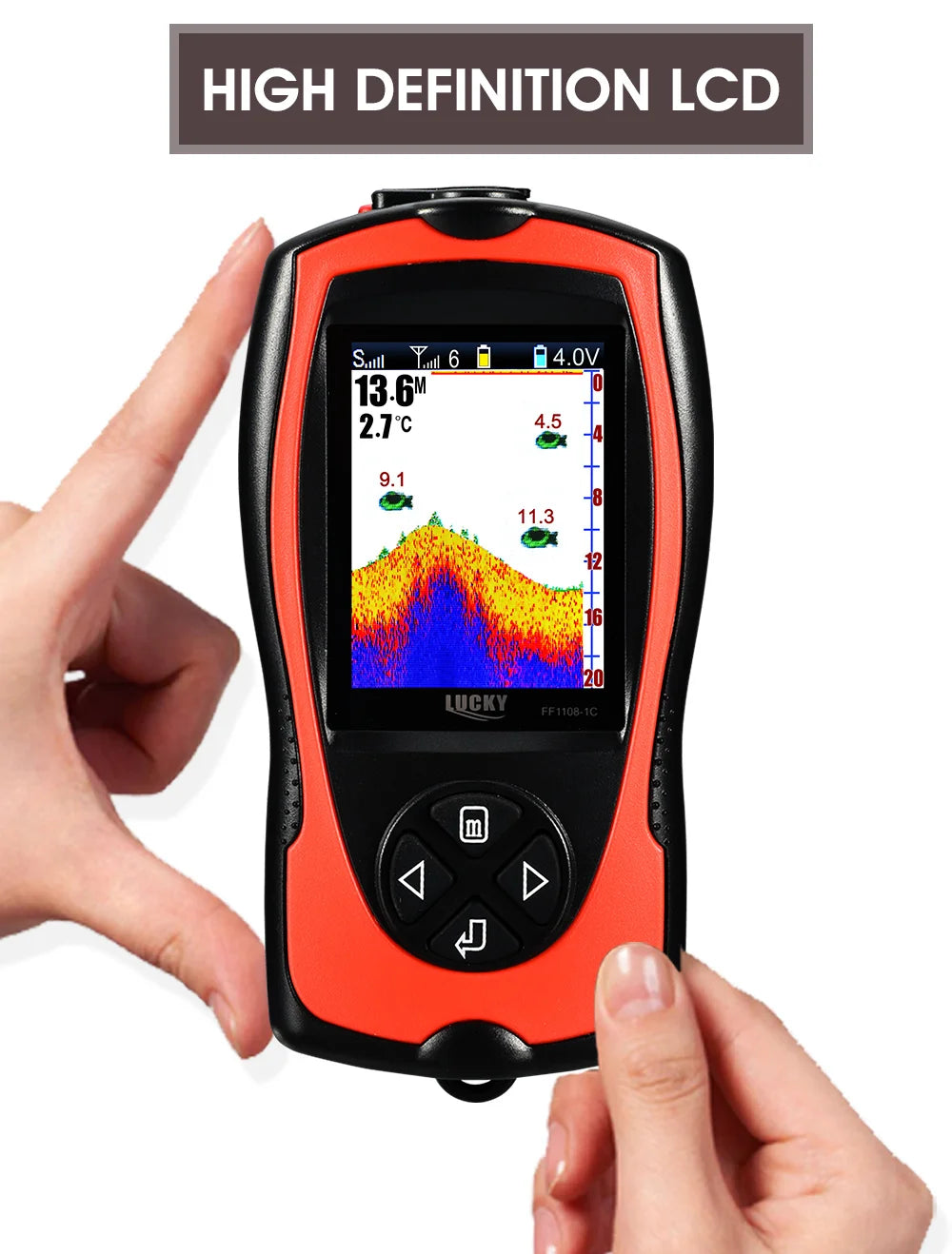 LUCKY FF1108-1CWLA Sonar Fish Finder Portable Wireless Rechargeable Echo Sounder 45M Water Depth Sensor for Fishing