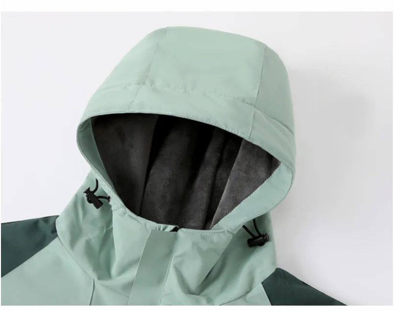 Vinterjakka med Huva och Eget Tryck eller Brodyr – Fleecefodrad Dragkedja Smart Casual M–4XL (Asian)