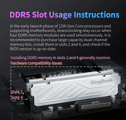 KingBank KJXS DDR5 RAM 8GB/16GB Kit (2x8GB) 6000MHz Desktop Memory CL36-36-36-80 XMP 3.0/AMD EXPO High-Speed Computer RAM