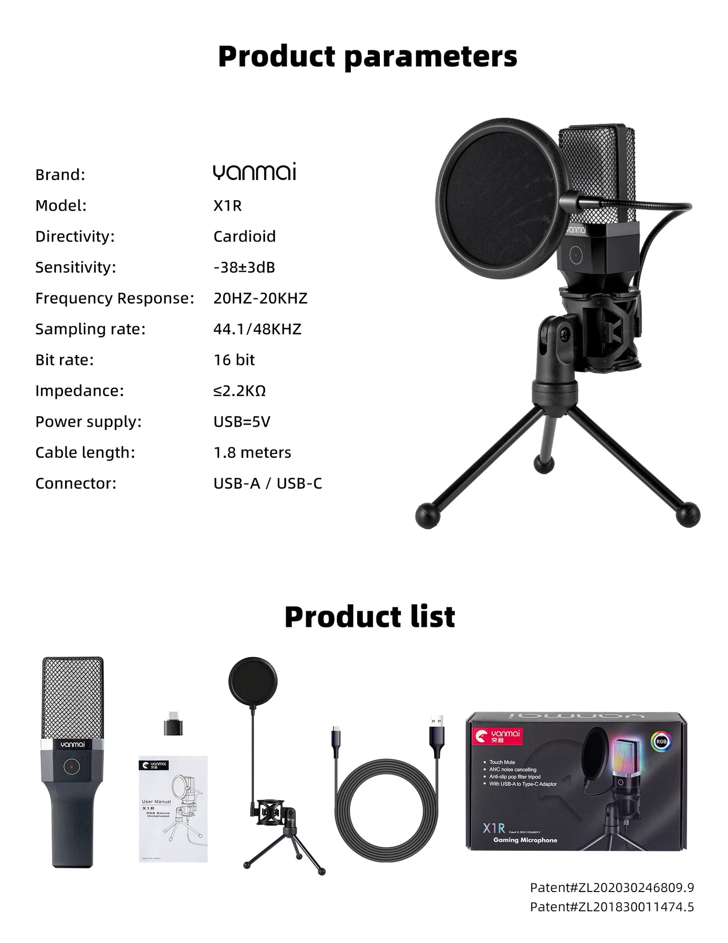 Gaming Computer Professional Condenser Microphone Mic PC Laptop USB Wired Live Streaming Podcast Studio Mike Kit Gamer Karaoke