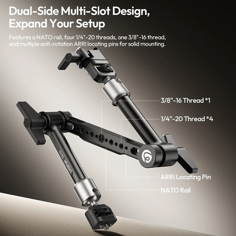 Ulanzi TA10 43cm Magic Articulating Arm with 1/4" 3/8" Screw Hole Mount NATO 3 Section for DSLR Monitor Light Camera Accessories