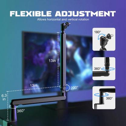 FIFINE Adjustable Low-profile Arm Microphone Stand with Cable Managment/Desk Mount, Suspension Boom for K688 Ampligame AM8-BM88