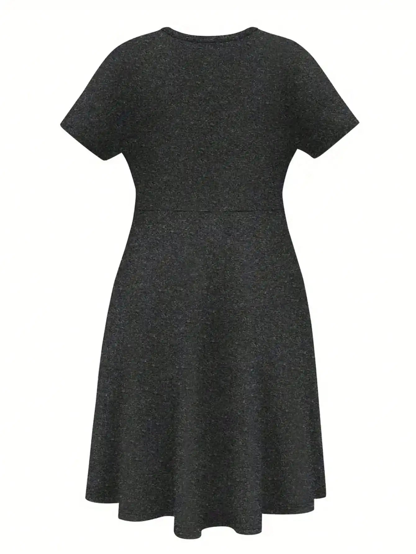 2026 Women's Four Seasons Love at First Sight Heartbeat Printed Casual Loose Black Short Sleeved Large Short Skirt Dress