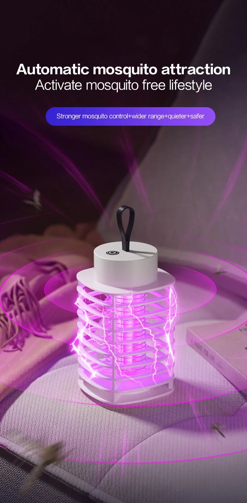 Mosquito Killer Lamp LED Bug Zappers Indoor Mosquito Zappers Fly Zappers Light Trap for Home Kitchen Backyard Garden Camping Pat