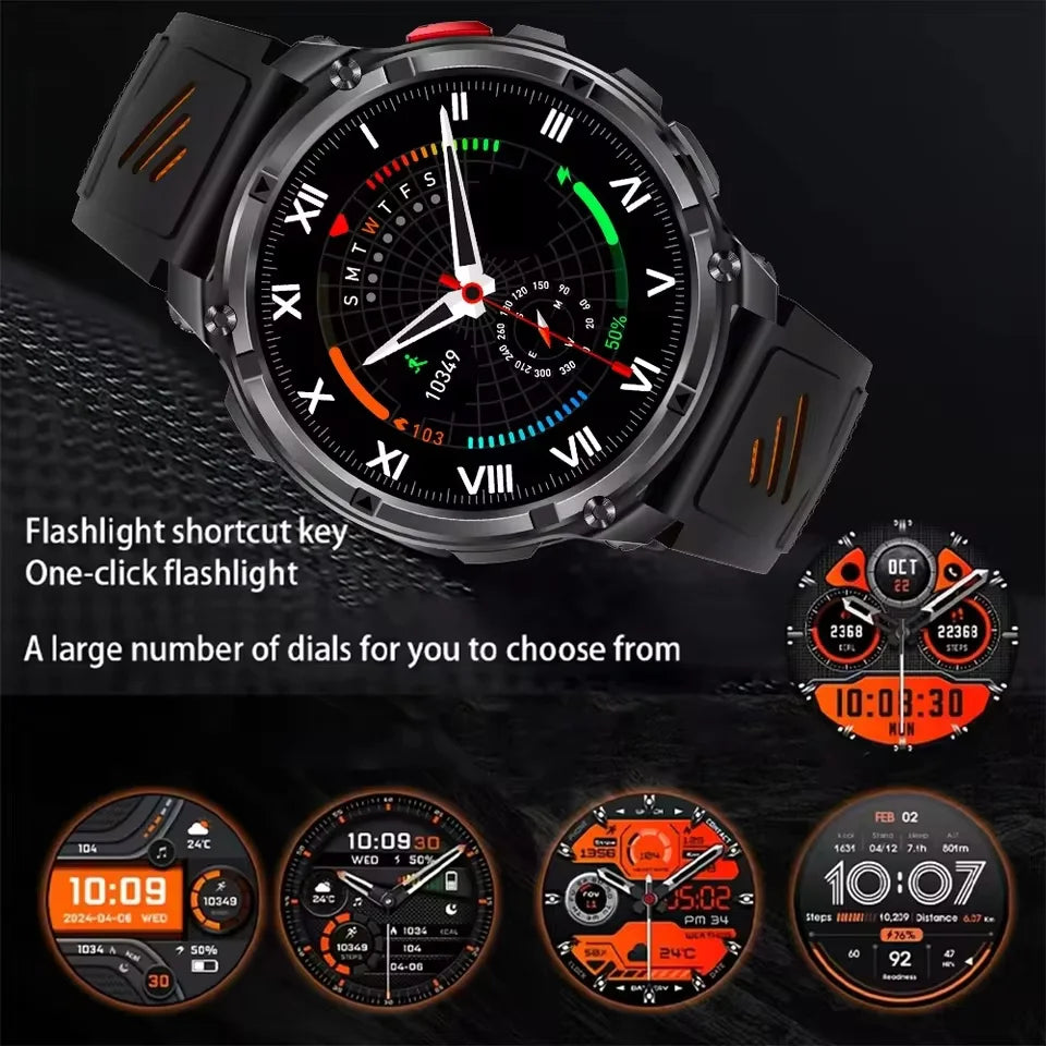 T-Rex3 Pro Militär Smartklocka 2026 – 1100mAh, GPS, Kompass, 5ATM, 14 Färger