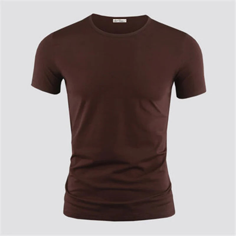 2026 Men's T Shirt Pure Color V Collar Short Sleeved Tops Tees Men T-Shirt Black Tights Man T-Shirts Fitness For Male Clothes
