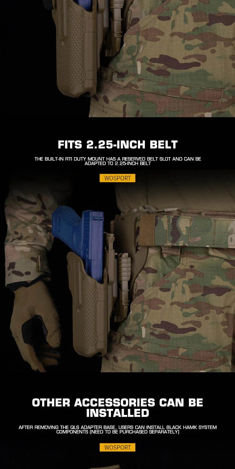 Taktiskt högerhandshölster GB-84 med justerbar vinkel och snabbfäste