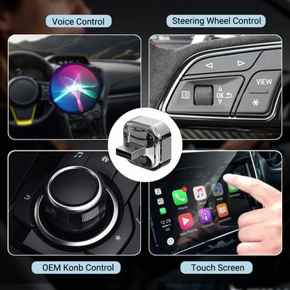 XUDA 2-i-1 Trådlös CarPlay och Android Auto-adapter – 5,8GHz WiFi, Plug & Play och OTA-uppdateringar