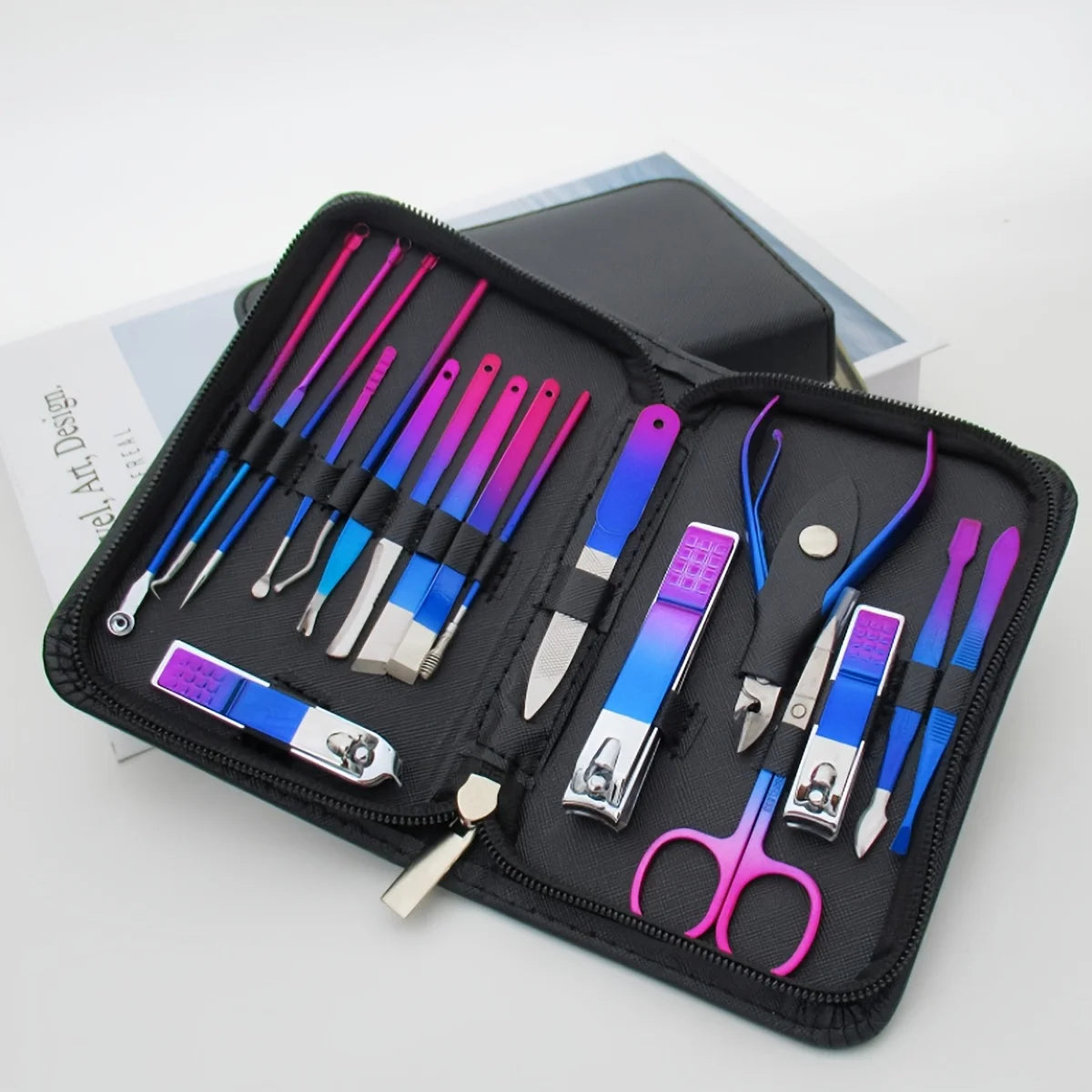 Professional 6-18pcs Set Stainless Steel Manicure & Pedicure Kit Precision Nail Care with Travel Case with Nail Clipper Scissor